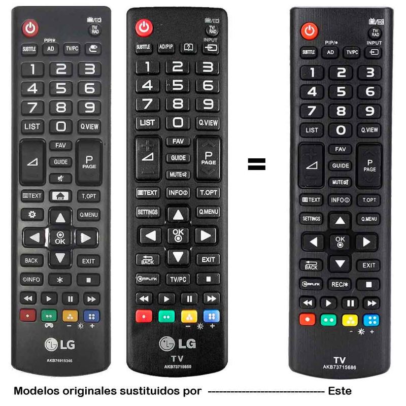 Mando a distancia sustituto LG AKB73715622, AKB73715650, AKB73715686.