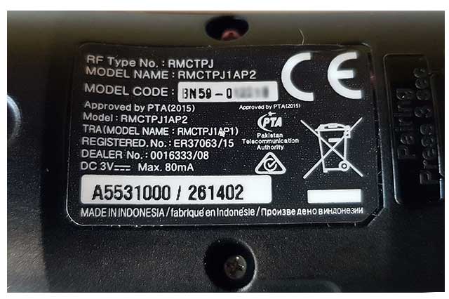 Como localizar el modelo del mando Samsung BN59-01300J, Bn59-01300G