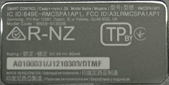 Etiqueta localización mando Samsung BN59-01350B