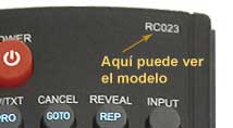 Localizar modelo mando Blusens RC023, RC022, RC032 y RC033.